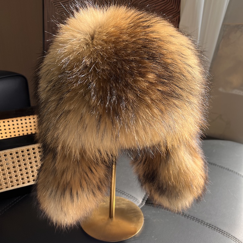 Natural Raccoon Fur Hat With E - Winter Trapper Hat review and price