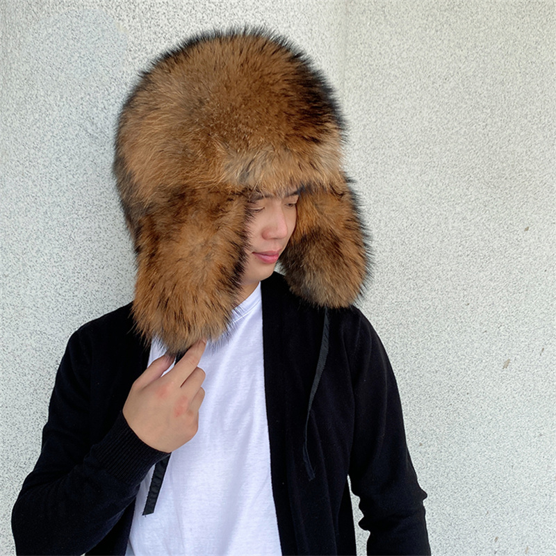 Natural Raccoon Fur Hat With E - Winter Trapper Hat review and price