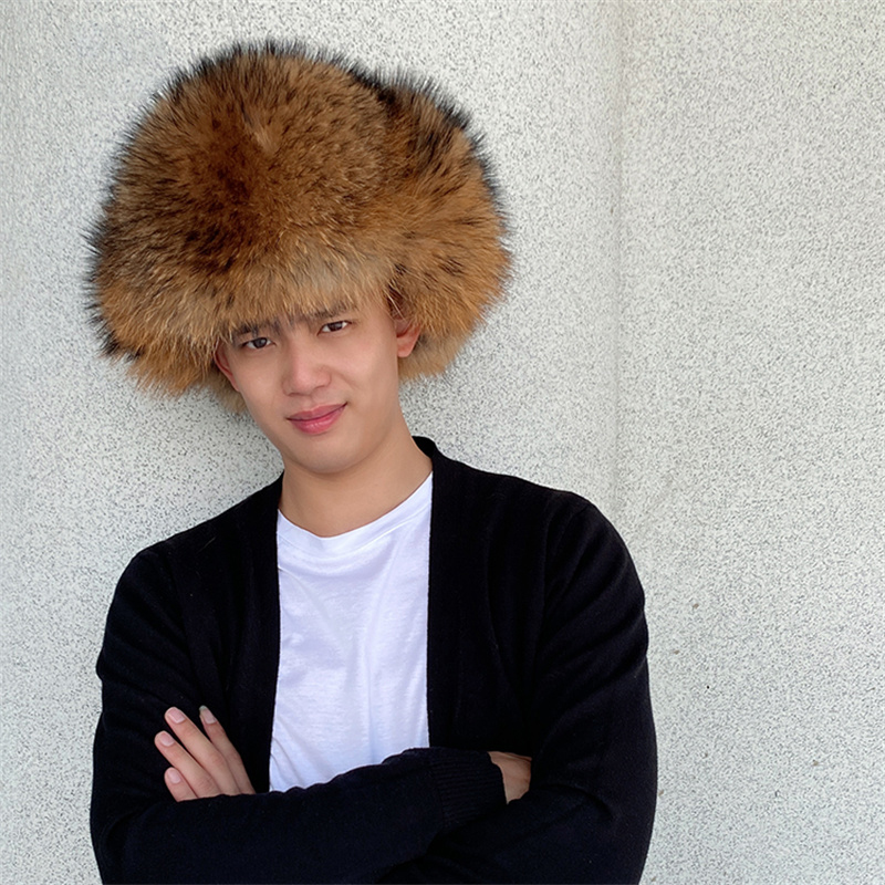 Natural Raccoon Fur Hat With E - Winter Trapper Hat review and price