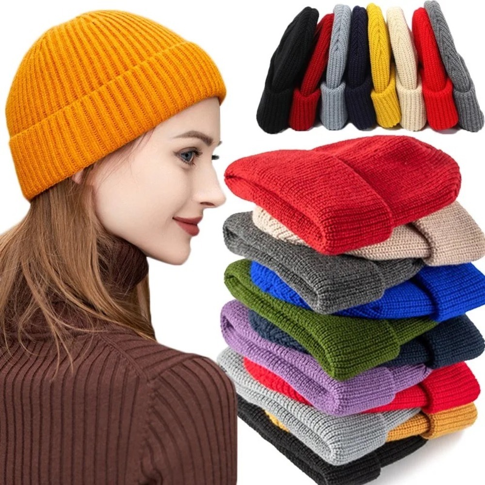 Autumn Winter Unisex Solid Col - Beanie Cuffed Knit review and price